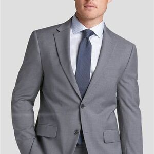 Men’s Gray Suit 46R 41W 2 Piece Trim Fit Wool Tommy Hilfiger NWT